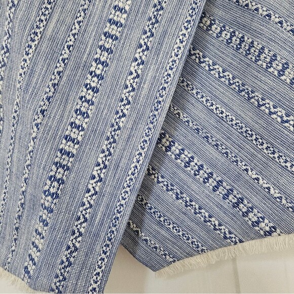 Ann Taylor LOFT Skirt Women’s Sz 10 Blue White Overlay Fringe Cotton Lined Boho - Picture 4 of 10